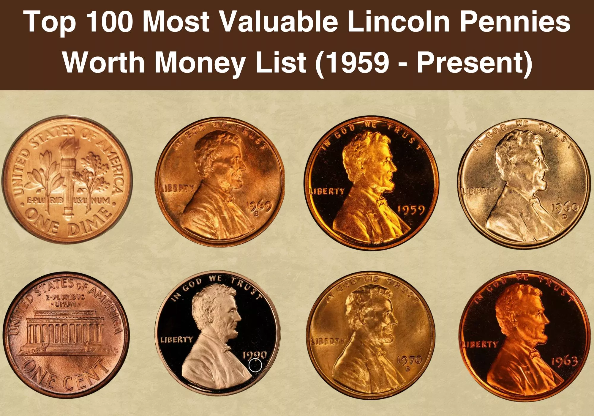 Top 100 Most Valuable Lincoln Pennies Worth Money List (1959 - Present)