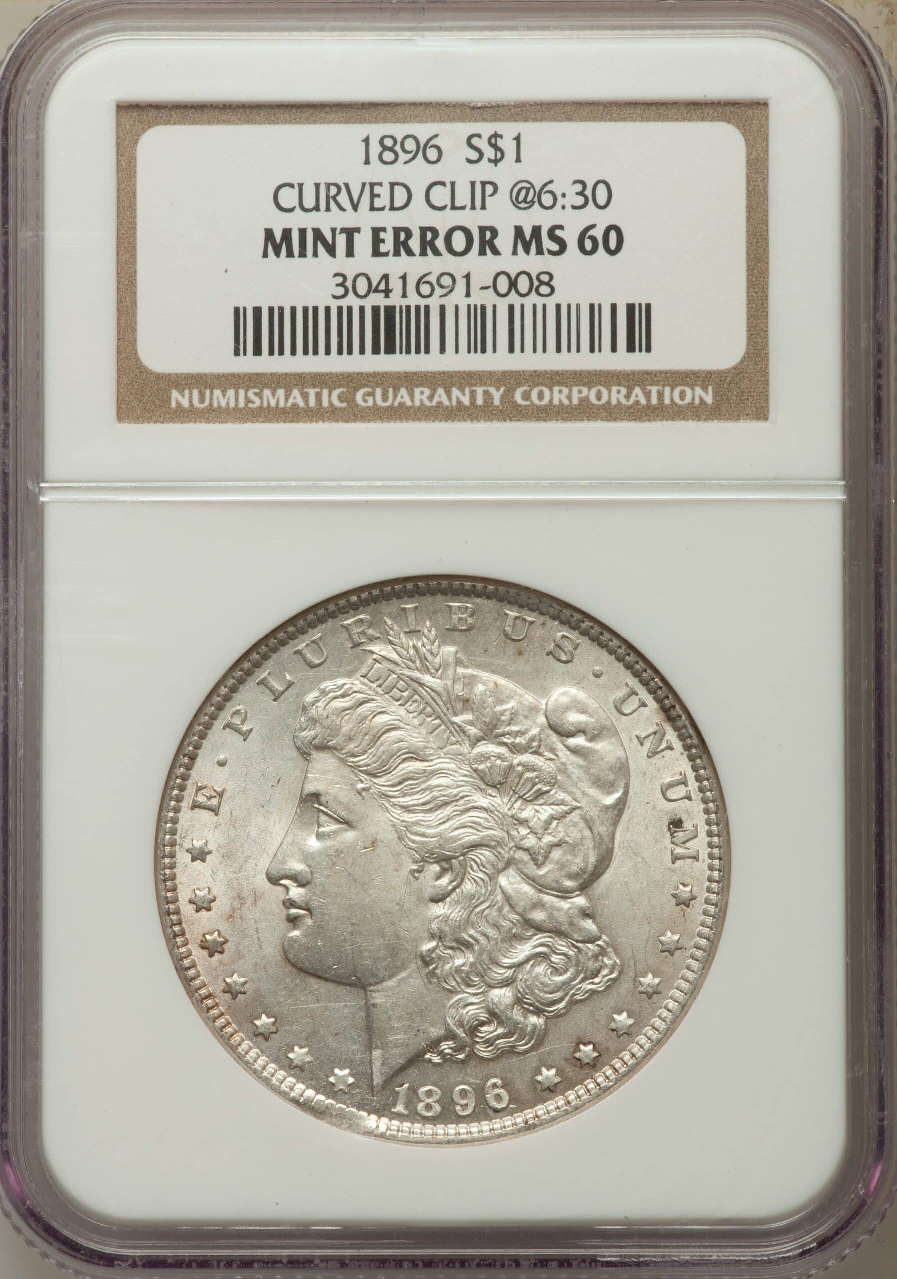 1896 Morgan silver dollar Curved clip