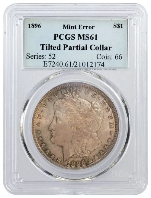 1896 Morgan silver dollar Partial collar