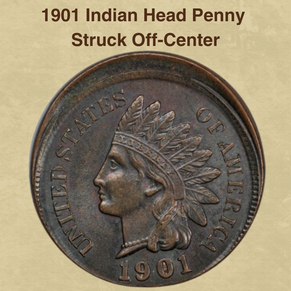 1901 Indian Head Penny Struck Off-Center