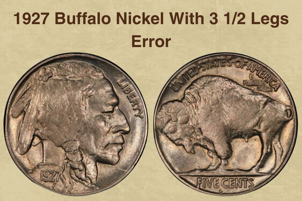 1927 Buffalo Nickel With 3 1/2 Legs Error