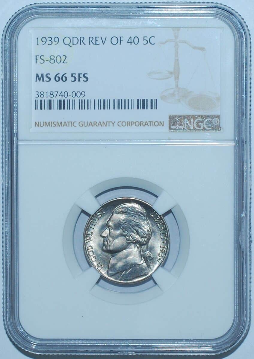 1939 (P) Nickel Quadrupled Die Obverse – QDR FS-802