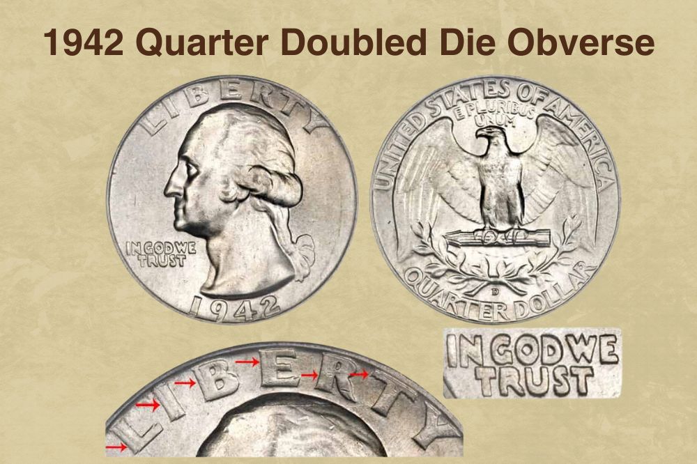 1942 Quarter Doubled Die Obverse