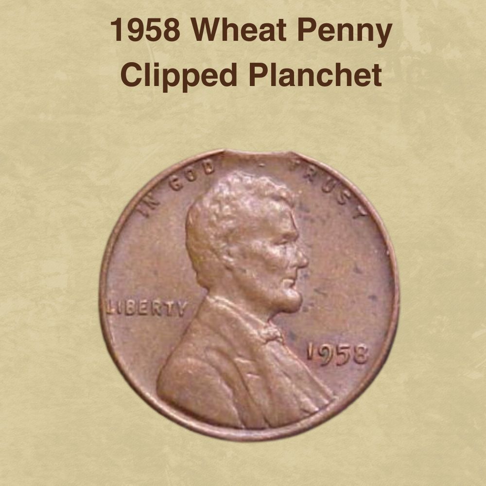 1958 Wheat Penny Clipped Planchet