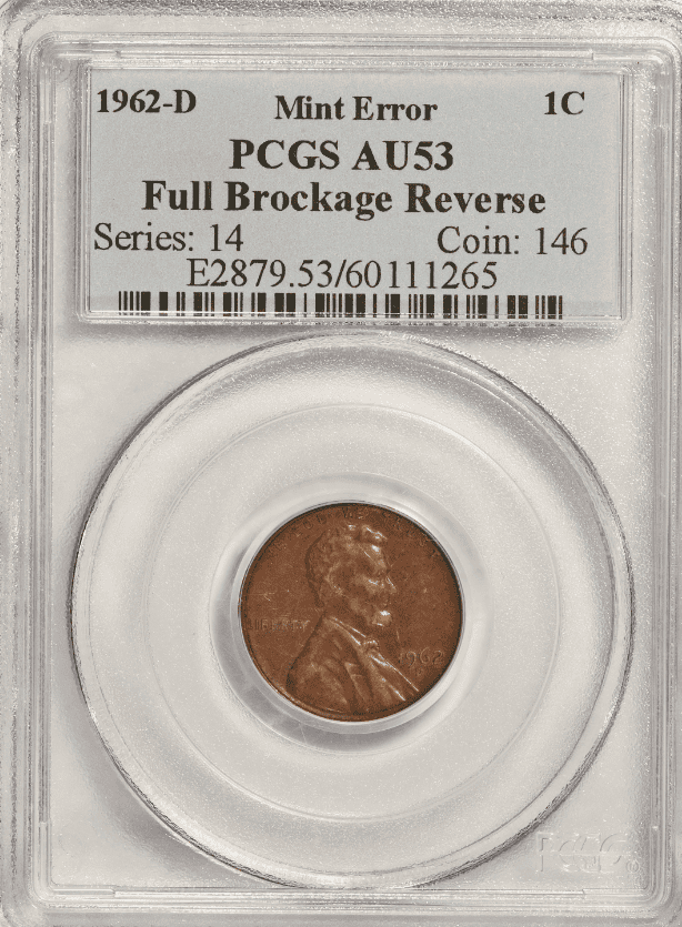 1962 D Penny, Full Brockage Reverse