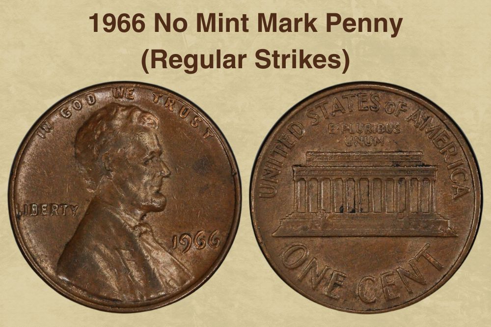 1966 No Mint Mark penny (regular strikes)