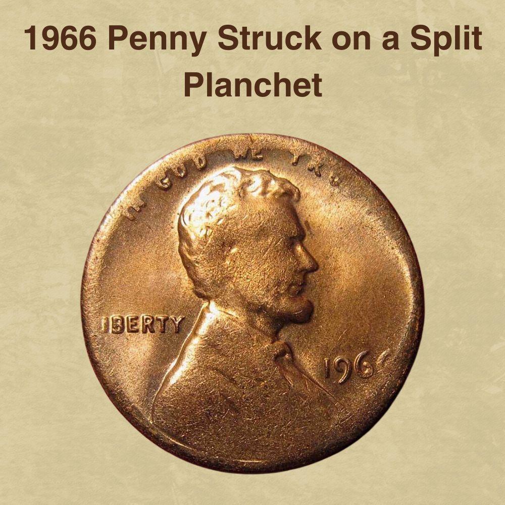 1966 Penny Struck on a Split Planchet