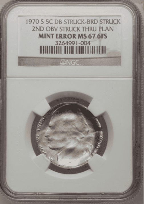 1970 S Nickel, Double Struck and Broadstruck