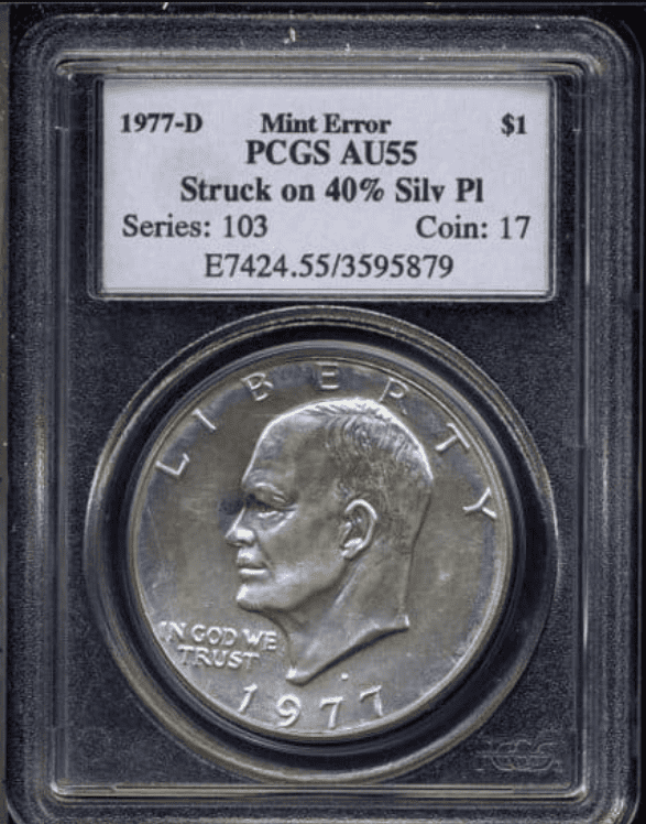 1977-D Clad Dollar Struck on a 40% Silver Planchet