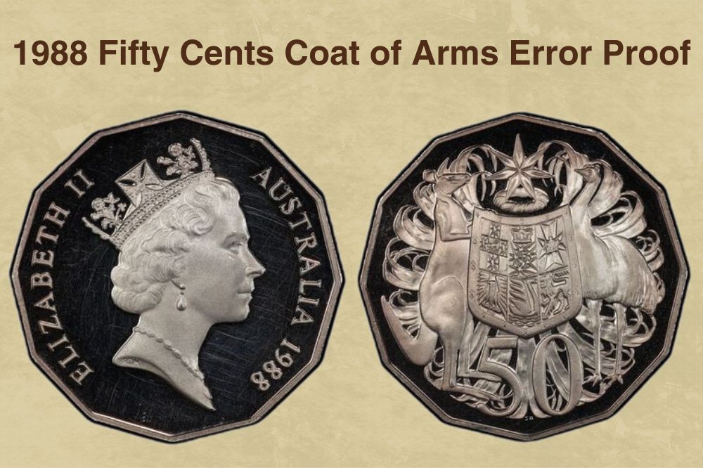 1988 Fifty Cents Coat of Arms Error Proof