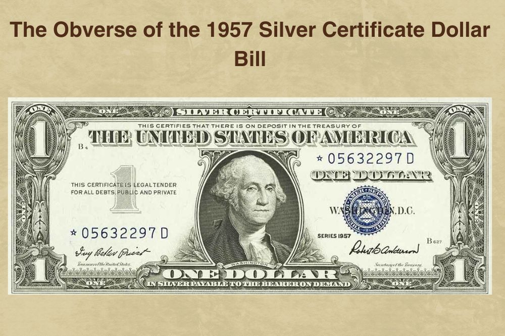 1957 $1 One Dollar Silver Certificate Blue Seal, Uncirculated Conditio