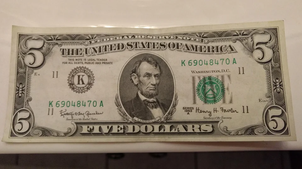 The Obverse of the 1963 $5 Bill