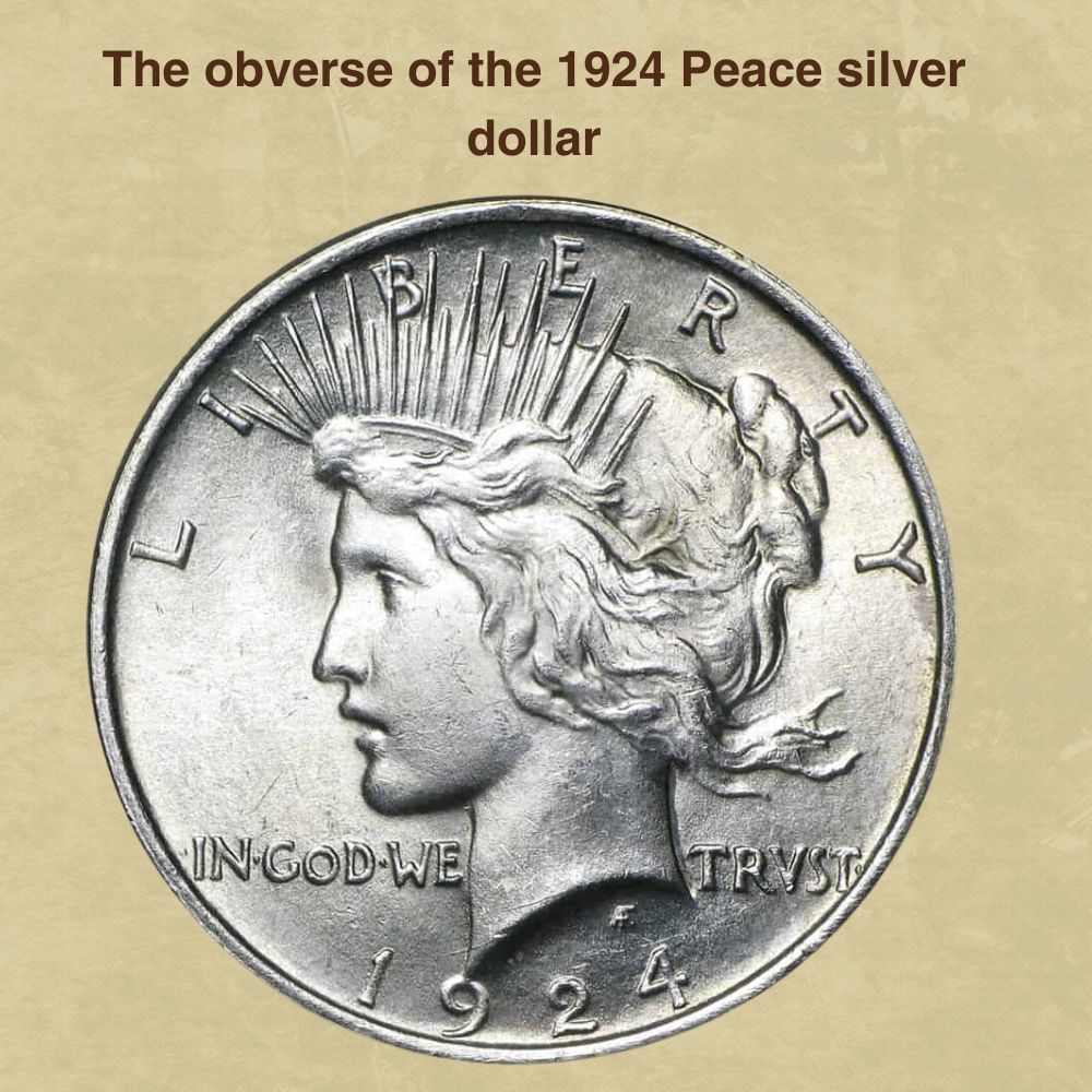 The obverse of the 1924 Peace silver dollar