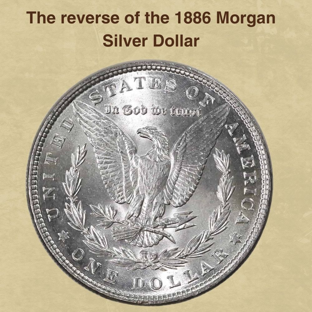 The reverse of the 1886 Morgan Silver Dollar