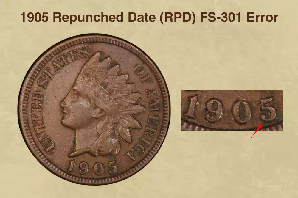 1905 Repunched Date (RPD) FS-301 Error