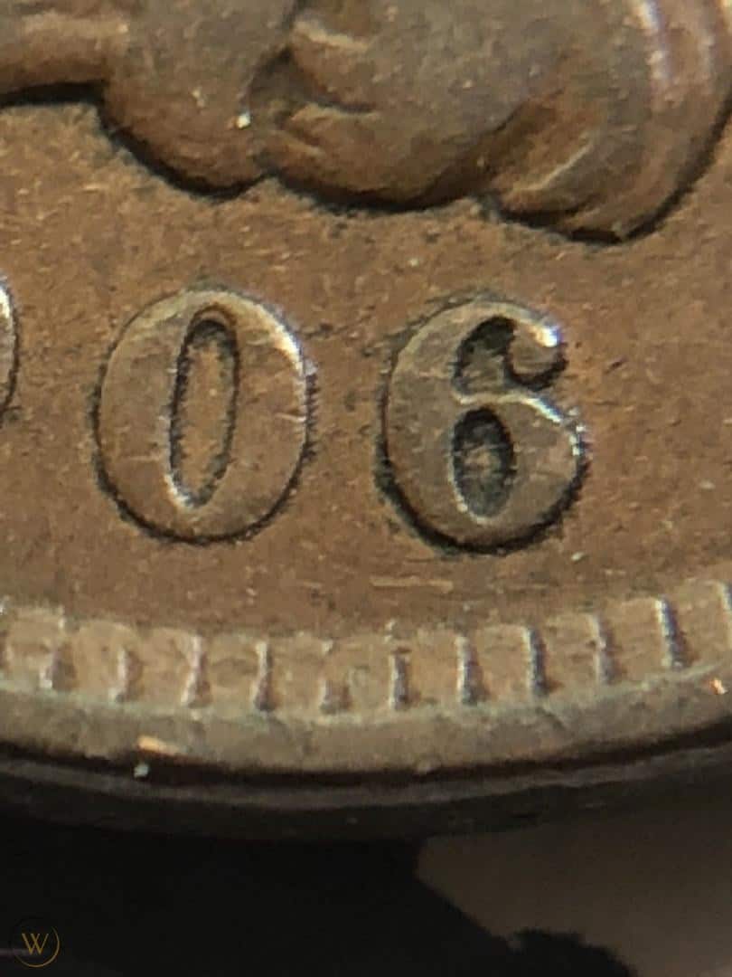 1906 Repunched Date Indian Head Penny Error