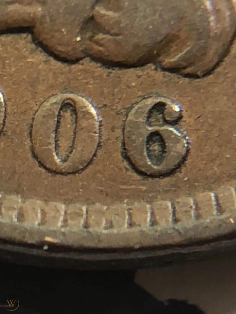 1906 Repunched Date Indian Head Penny Error