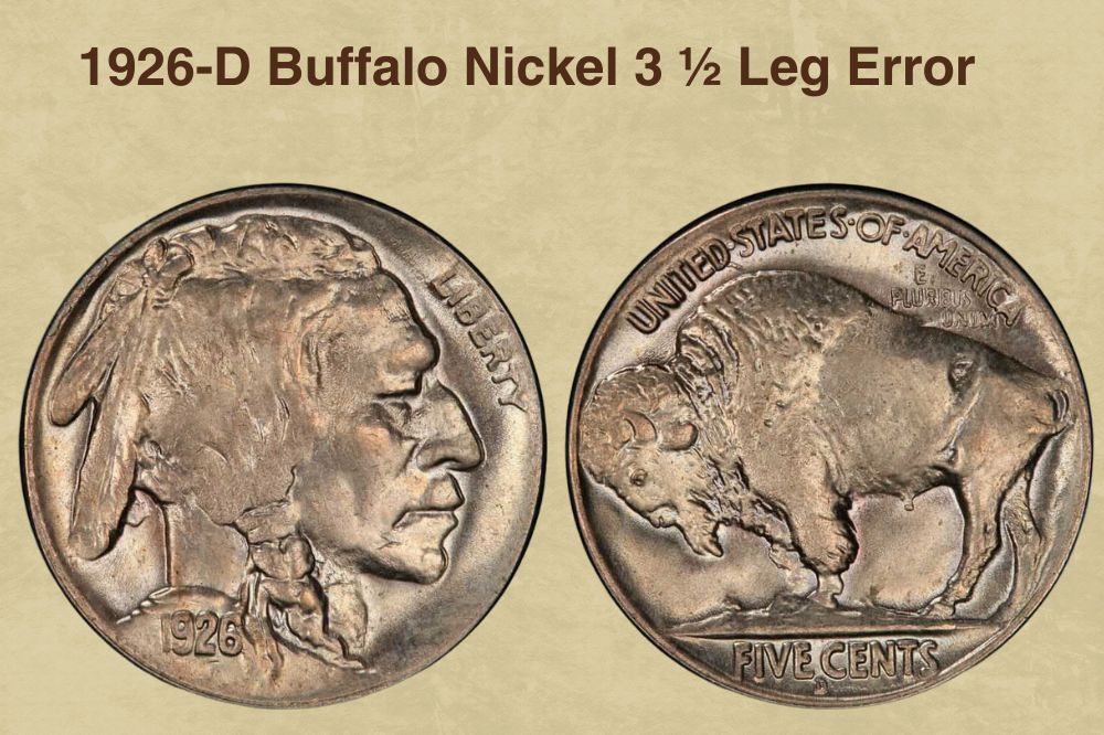 1926-D Buffalo Nickel 3 ½ Leg Error