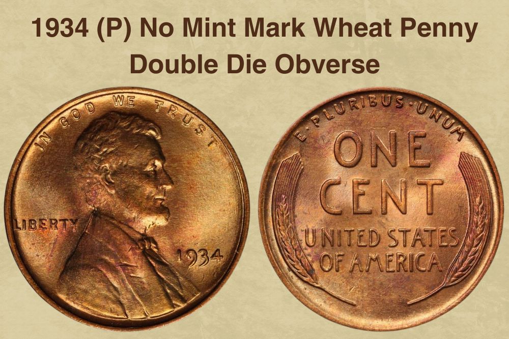 1934 (P) No Mint Mark Wheat Penny, Double Die Obverse