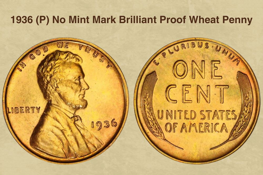 1936 (P) No Mint Mark Brilliant Proof Wheat Penny