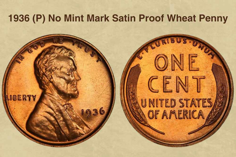 1936 (P) No Mint Mark Satin Proof Wheat Penny