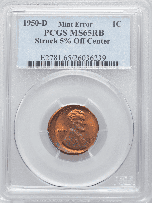 1950 penny Off-center