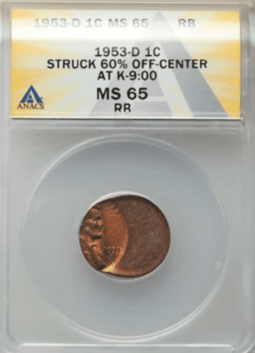 1953 Penny Off-Center Error