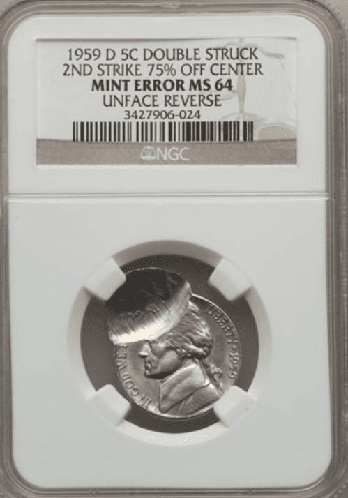 1959 nickel Double strike