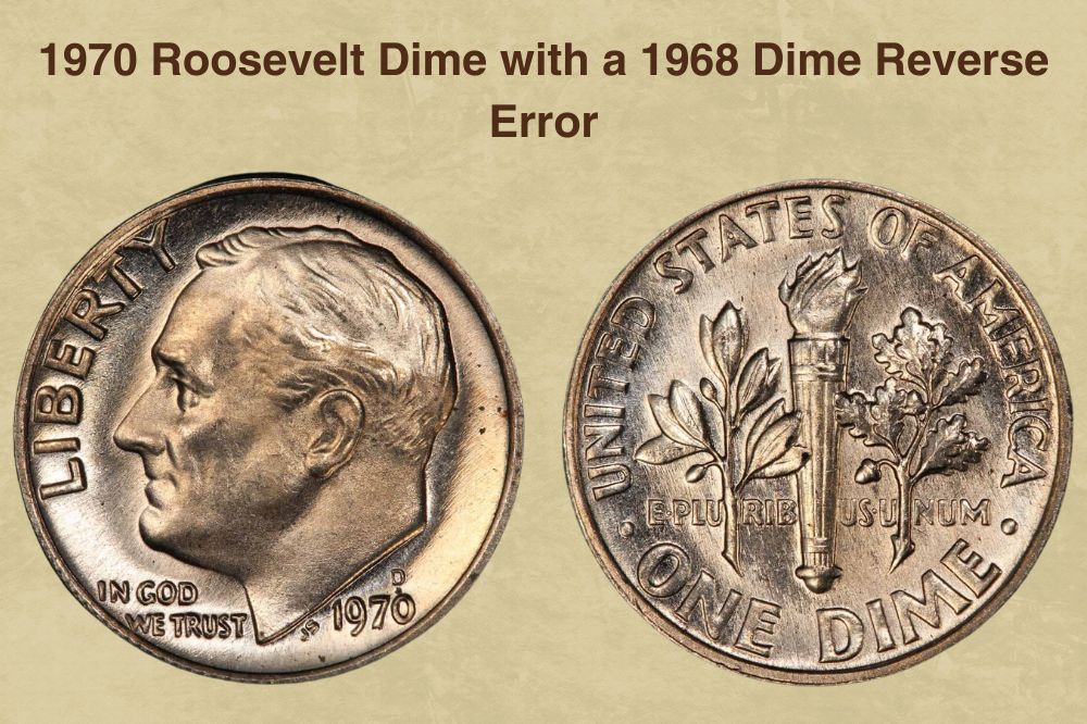 1970 Roosevelt Dime with a 1968 Dime Reverse Error