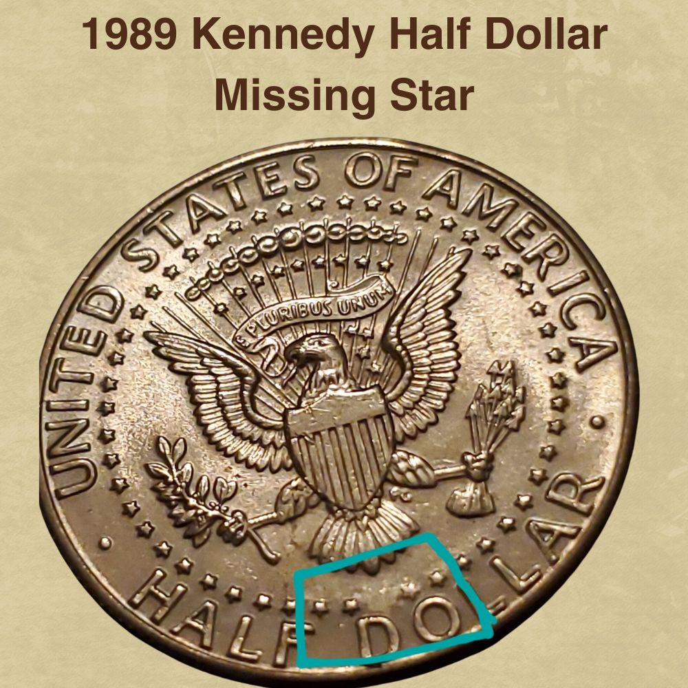 1989 Kennedy Half Dollar Missing Star