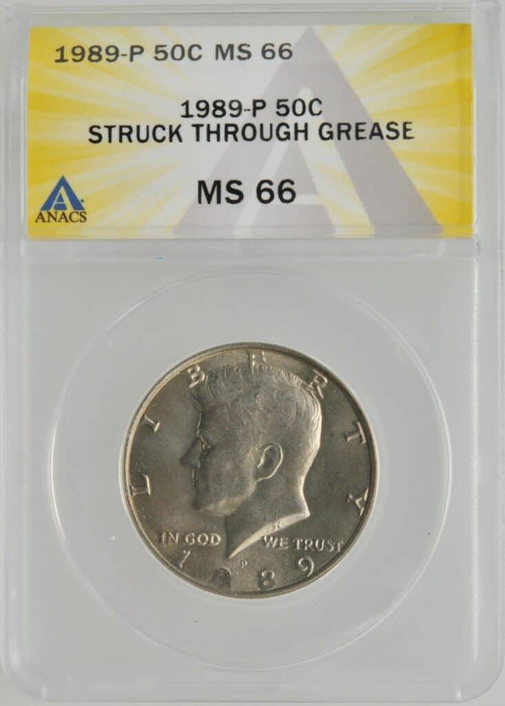 1989 Kennedy half-dollar Struck trough