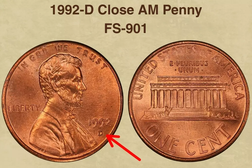 1992-D Close AM Penny Value (FS-901)