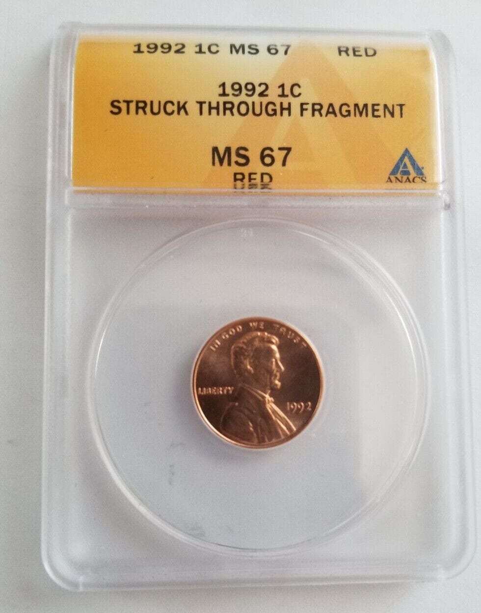 1992 Struck Through Penny Error