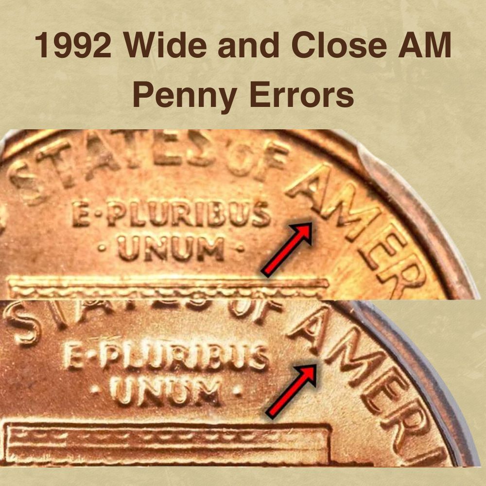 1992 Wide and Close AM Penny Errors