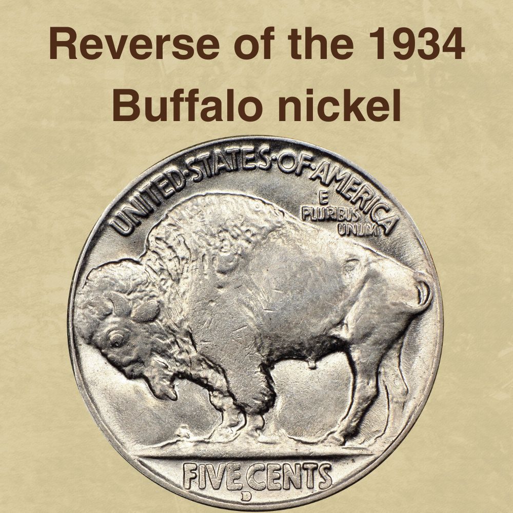 The reverse of the 1934 Buffalo nickel