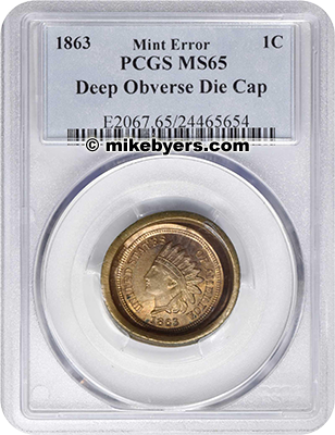 1863 Indian Head Penny Die cap