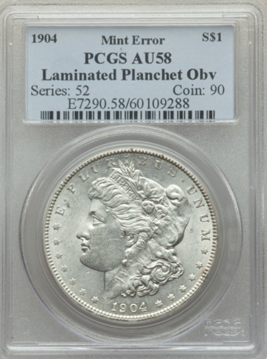 1904-O Silver Dollar Planchet Lamination Error