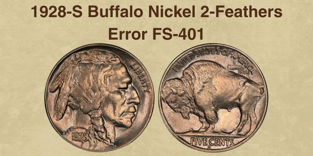 1928-S Buffalo Nickel 2-Feathers Error FS-401