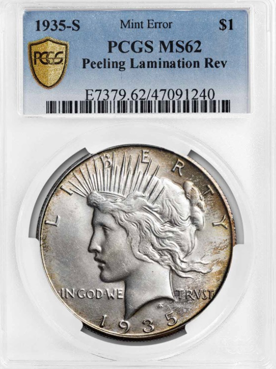 1935 Peace silver dollar Lamination