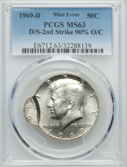 1969-D Dime Double Struck 90% Off-Center