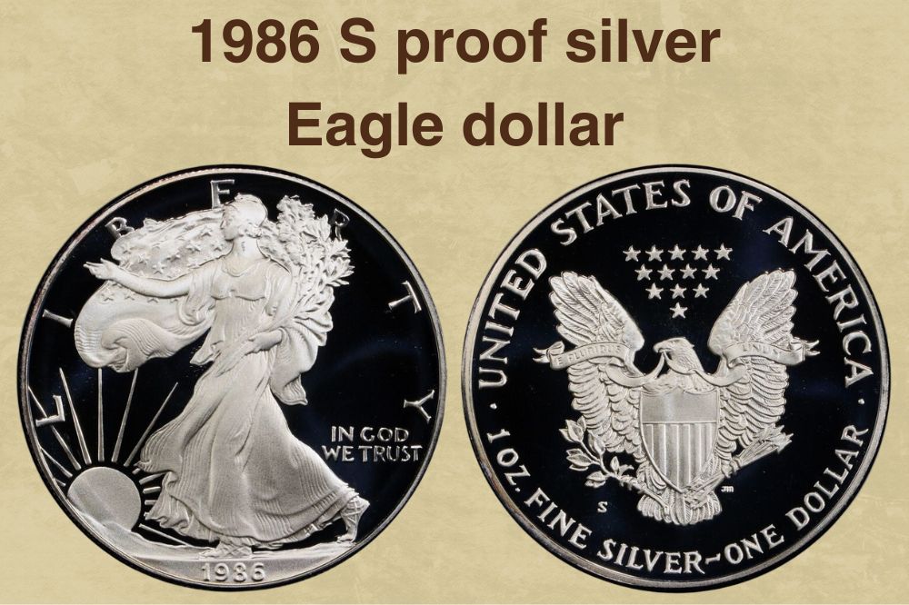 1986 S proof silver Eagle dollar Value
