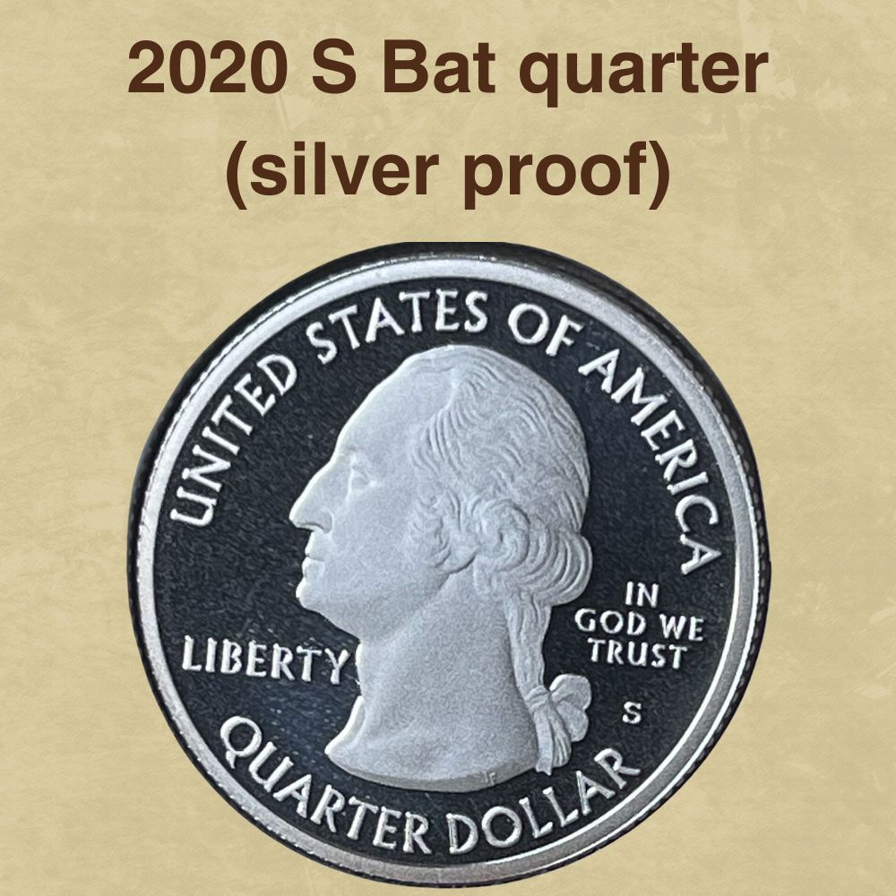 2020 S Bat quarter (silver proof) Value