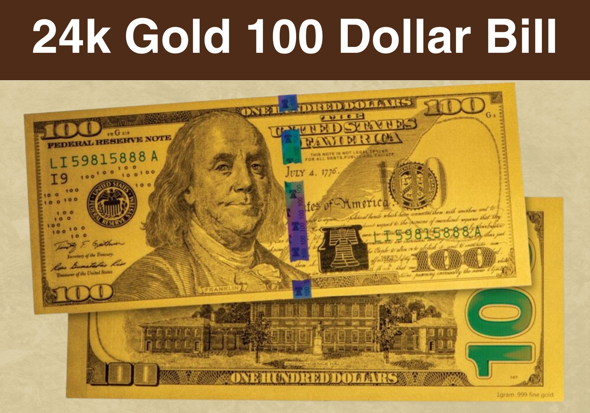24k Gold 100 Dollar Bill Value