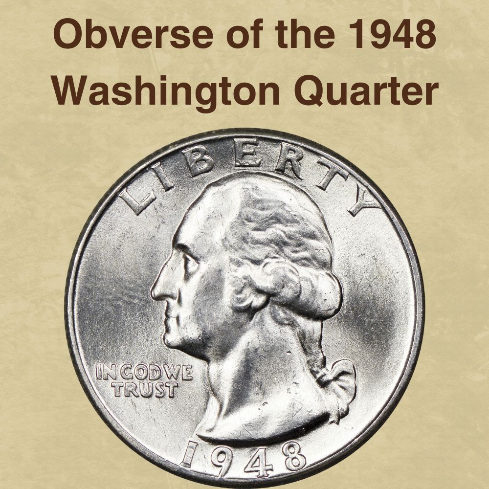 The obverse of the 1948 Washington Quarter
