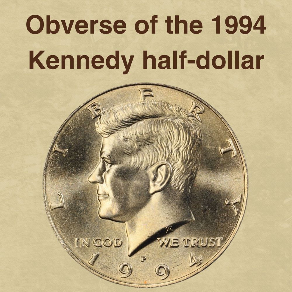 The obverse of the 1994 Kennedy half-dollar