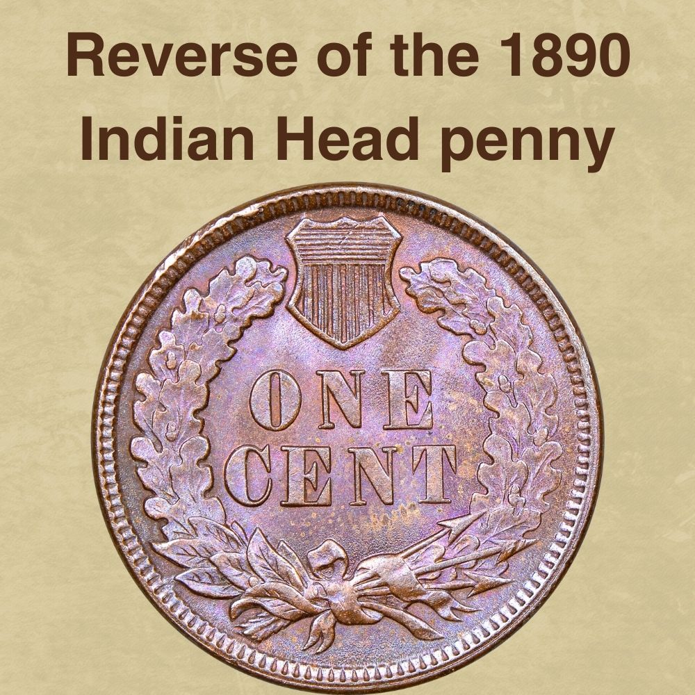 The reverse of the 1890 Indian Head penny