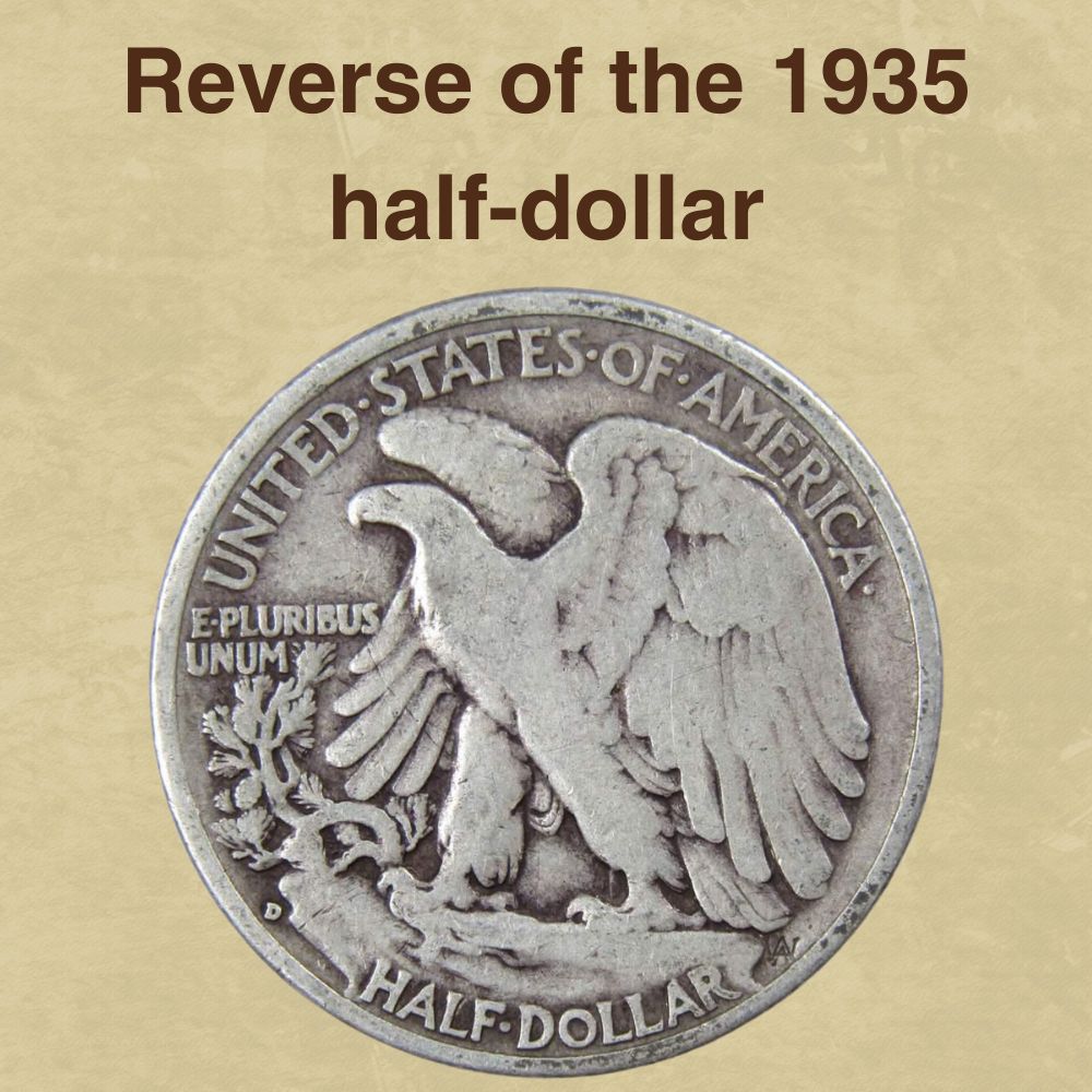 The reverse of the 1935 half-dollar