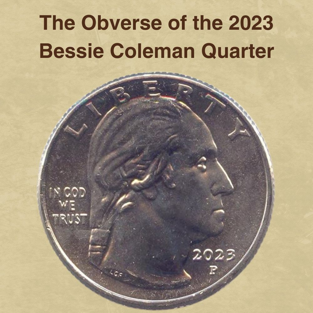 The Obverse of the 2023 Bessie Coleman Quarter