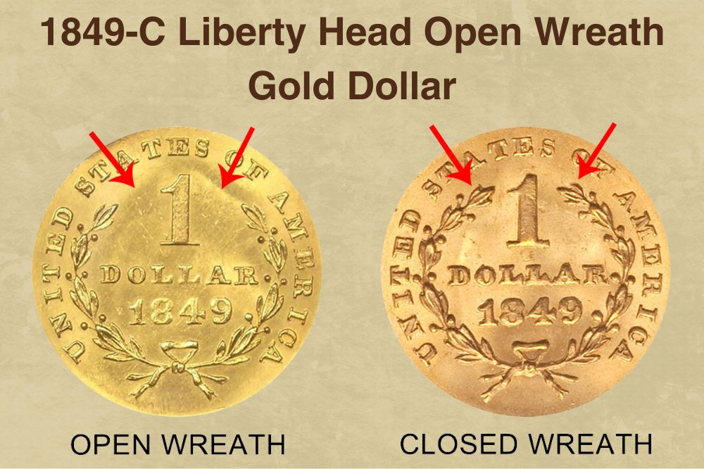 1849-C Liberty Head Open Wreath Gold Dollar