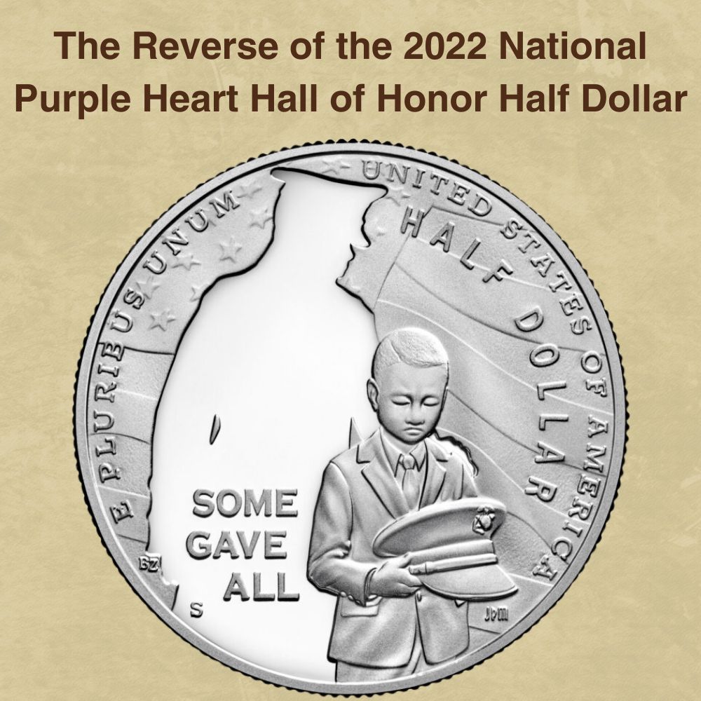 The Reverse of the 2022 National Purple Heart Hall of Honor Half Dollar